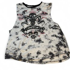 Men's Black and White Y2K Graphic Tank Top